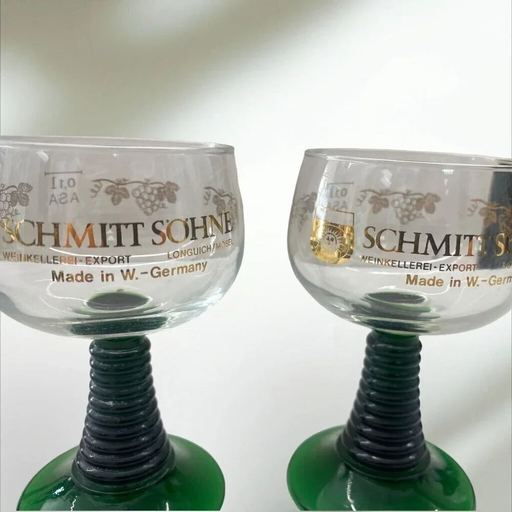 Vintage Green Beehive Stemmed German Wine Glass Schmitt Sohne - Picture 5 of 5